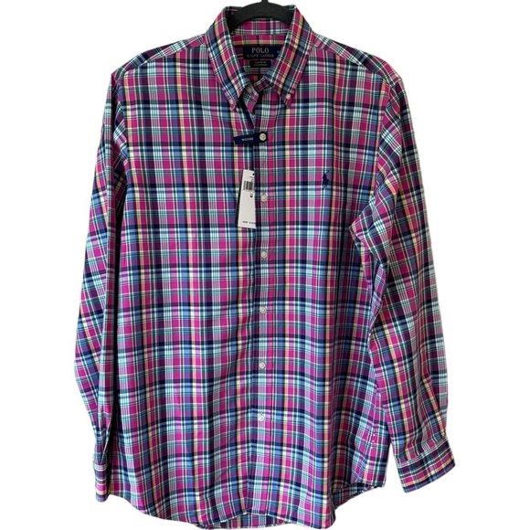 NEW Polo Ralph Lauren Classic Fit Performance Plaid LS Shirt Multicolor Men's M - Picture 3 of 13